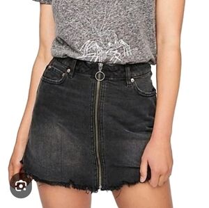 We The Free Black Mini Skirt with Frayed Hem